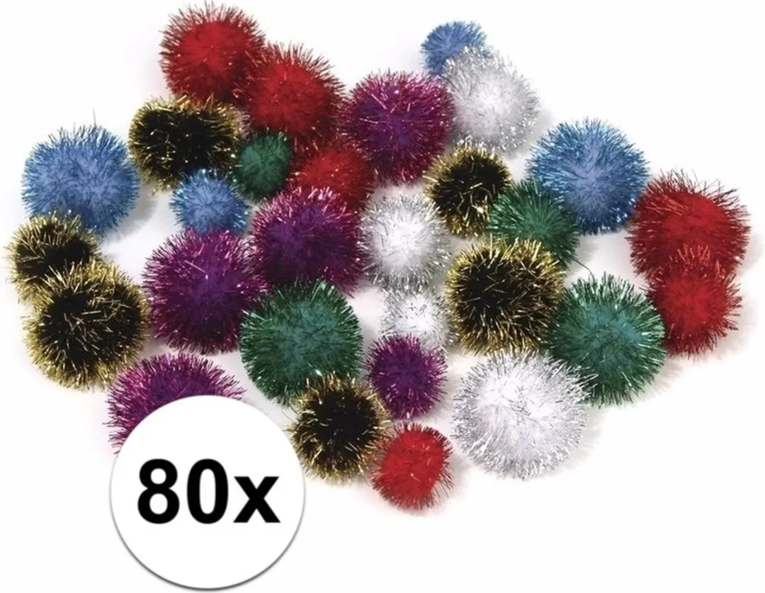 Rayher Pompons 25mm - 80 Stuks Metallic Mix