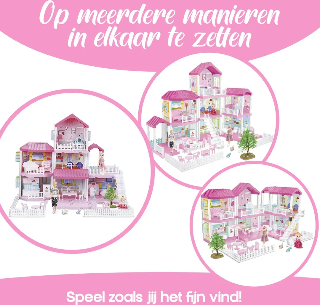 Venditoy® Poppenhuis - Poppenhuis - Dollhouse - Speelgoed - poppenhuis poppetjes - Met Meubels - sinterklaas cadeau