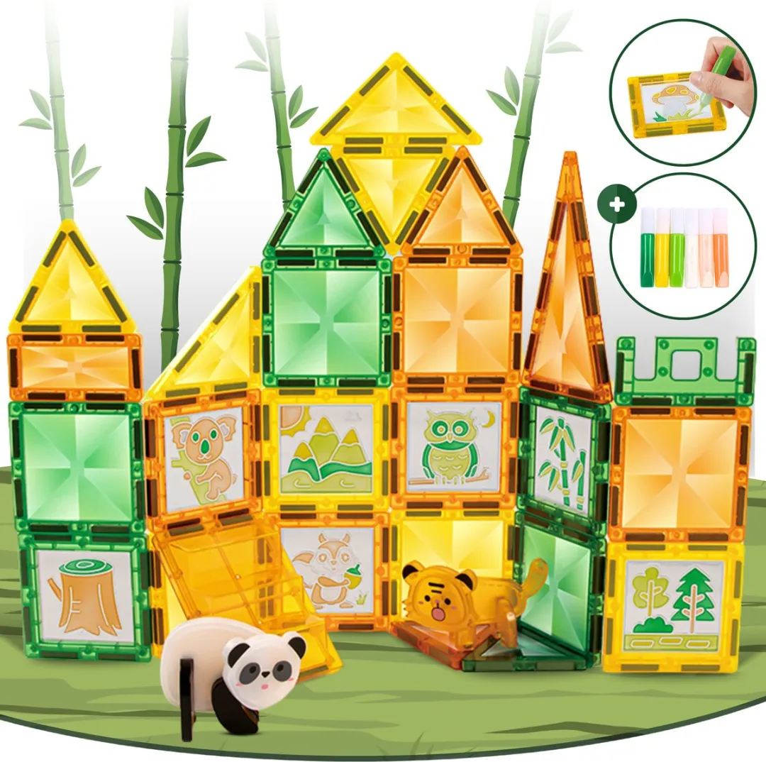 Fits4kids Magnetic Tiles Jungle Thema 47 Stuks