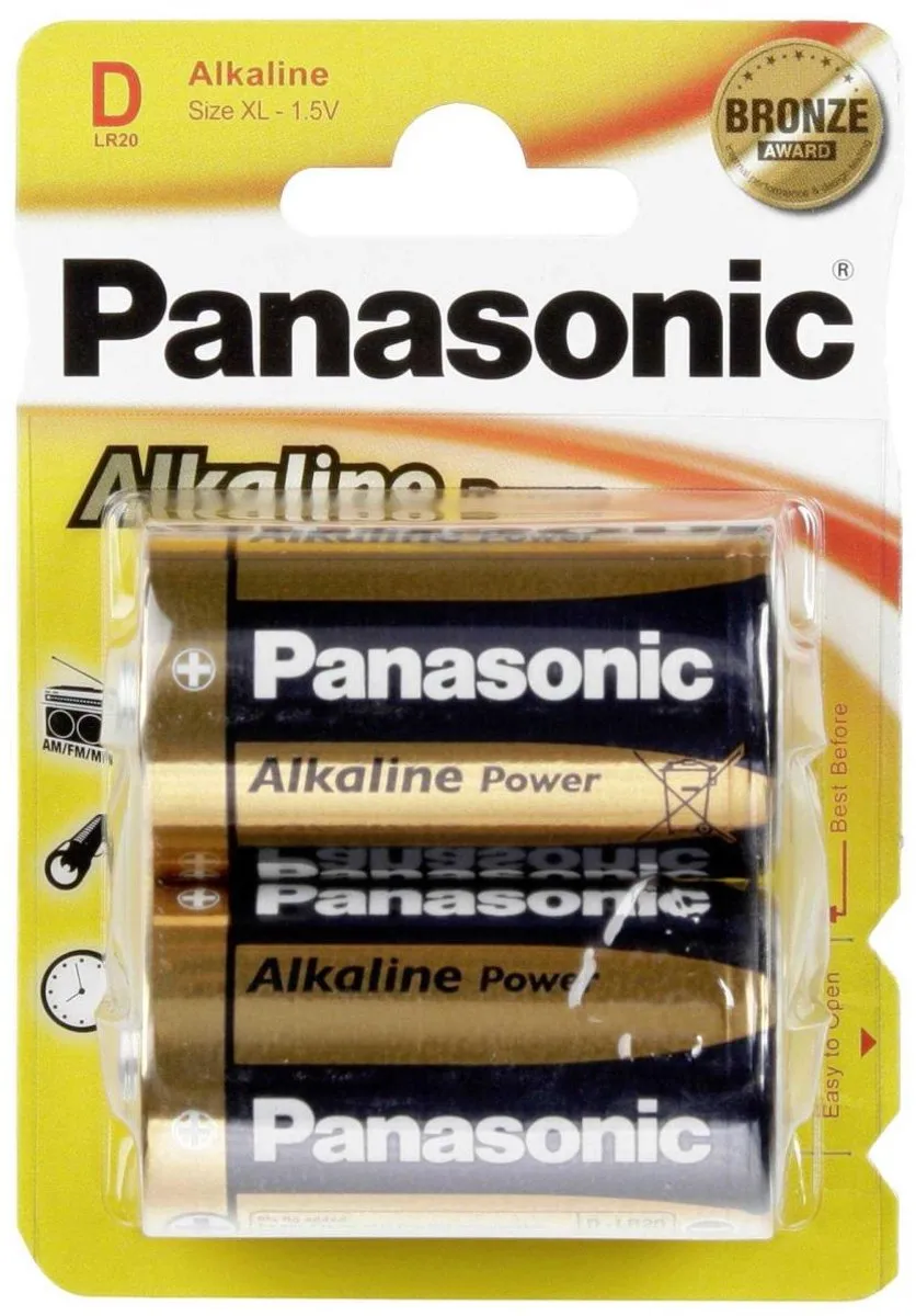 Panasonic PBALR020B2 Alkaline Batterij Type D - 2 Stuks