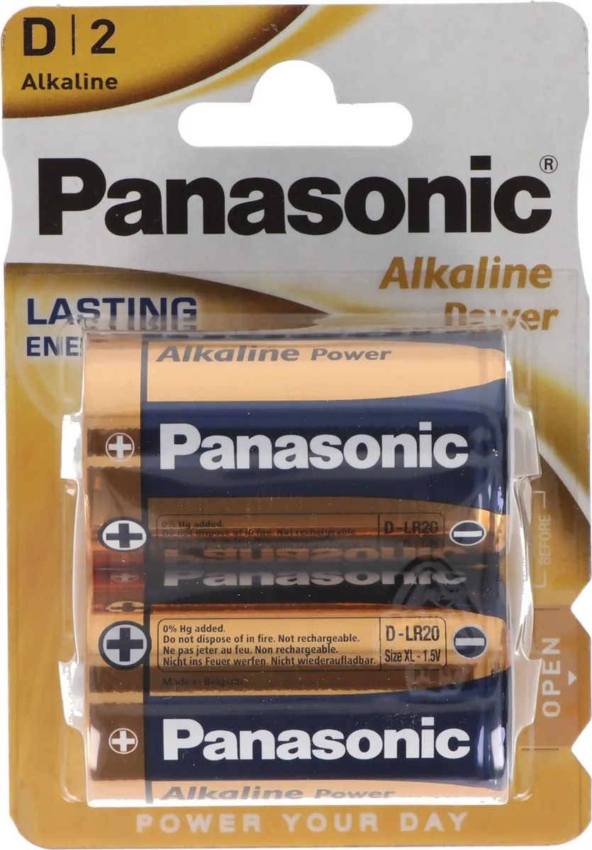 Panasonic PBALR020B2 Alkaline Batterij Type D - 2 Stuks - afbeelding 6 van 6