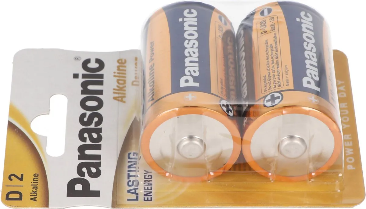 Panasonic PBALR020B2 Alkaline Batterij Type D - 2 Stuks