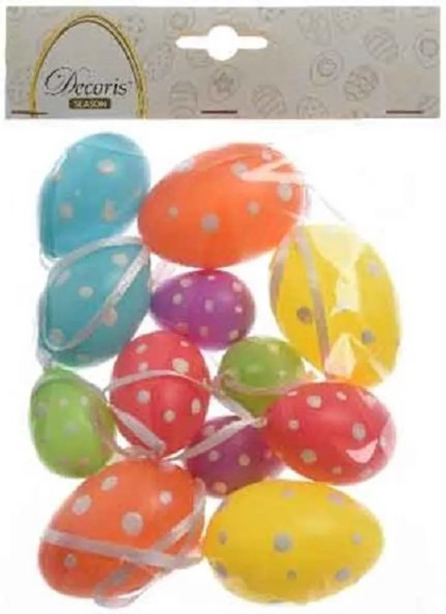 Decoris Gekleurde Paaseieren 6cm - 12 Stuks