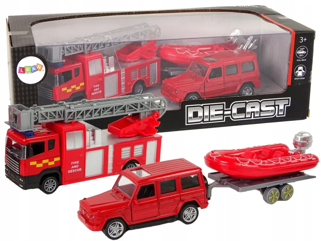 Lean Toys Brandweer Voertuig Set