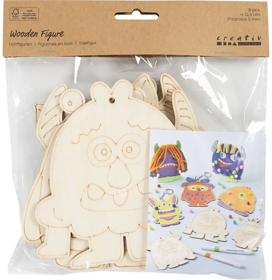 Creativ Company Houten Figuren - 8 Stuks Multicolor