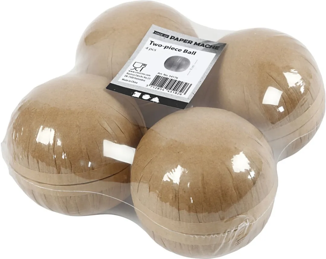 Creativ Company Papieren Tweedelige Bal 8cm - 4 Stuks Multicolor