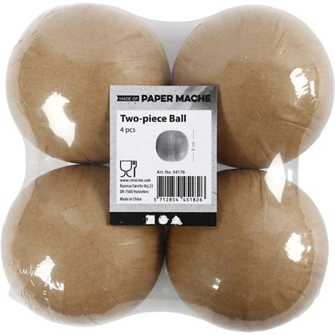 Creativ Company Papieren Tweedelige Bal 8cm - 4 Stuks Multicolor