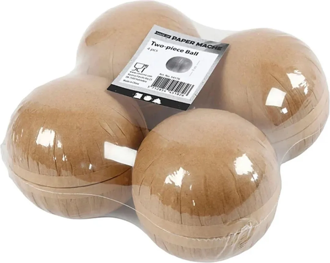 Creativ Company Papieren Tweedelige Bal 8cm - 4 Stuks Multicolor