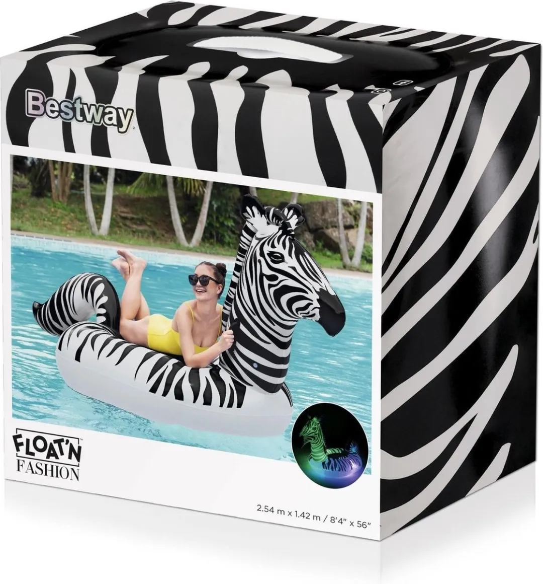 Bestway Opblaasbare Zebra 254x142cm - Led-verlichting - Multi