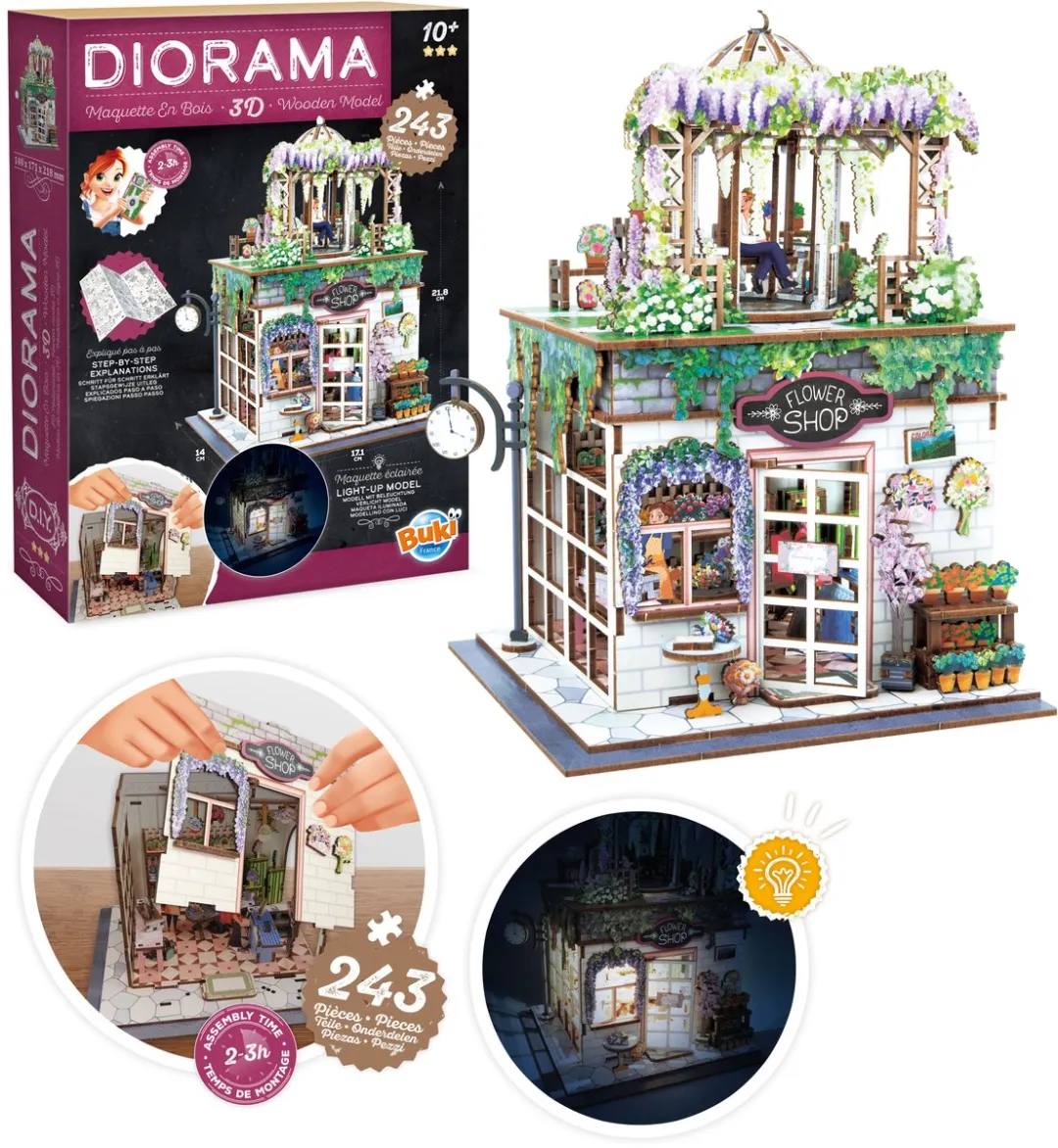 Buki Houten Modelbouwpakket Diorama Bloemenwinkel - 243 Stuks