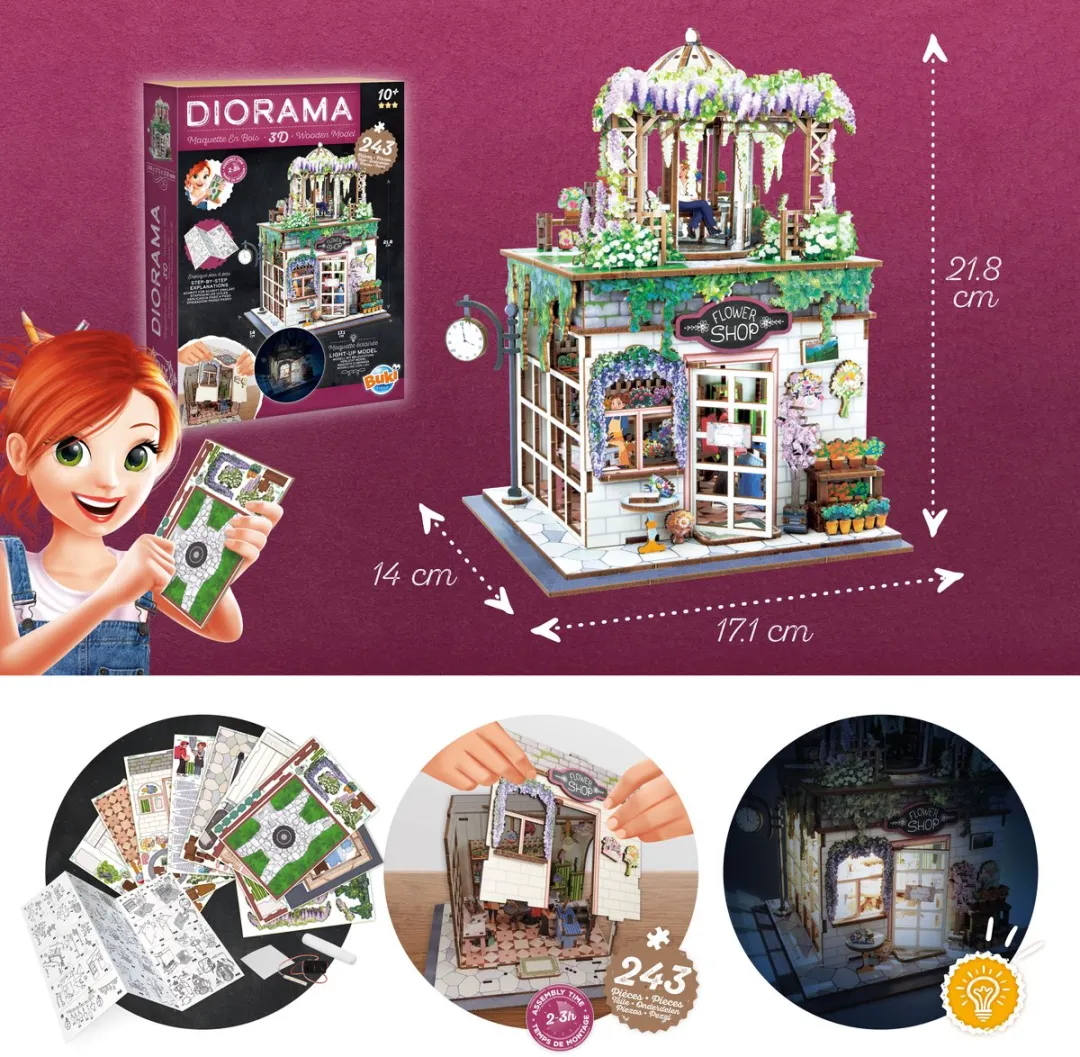 Buki Houten Modelbouwpakket Diorama Bloemenwinkel - 243 Stuks