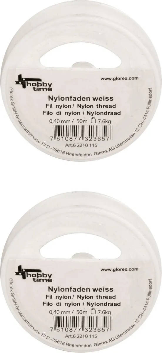 Glorex Hobby Nylon Draad 0.4mm - 50m - Wit