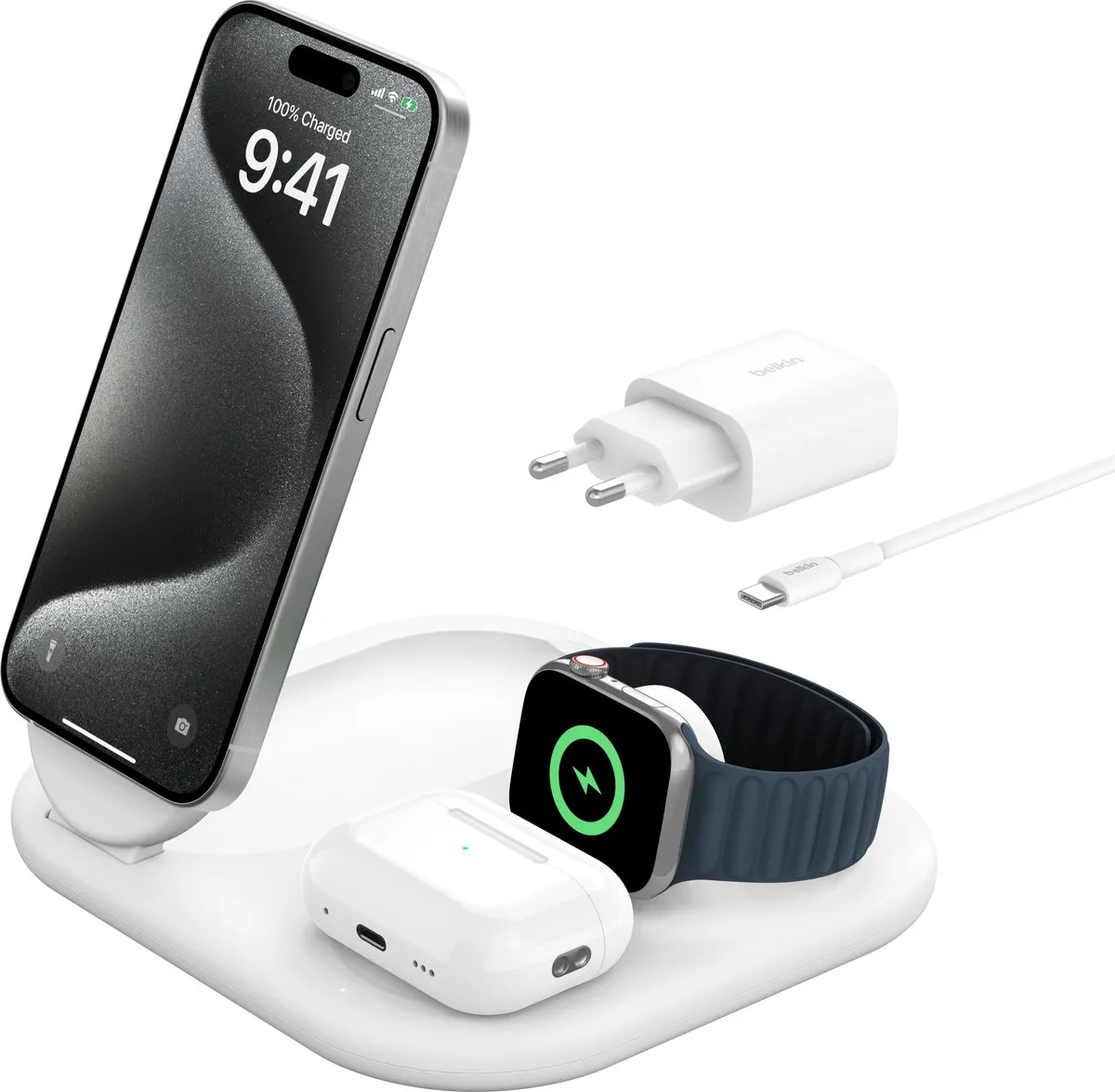 Belkin 3-in-1 Draadloze Lader met Qi2 15W