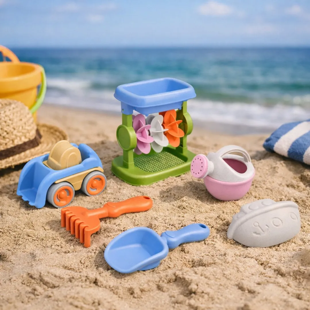 Eddy Toys Strand Speelset - Vrachtwagen met Accessoires - 6 of 7-delig - Oranje