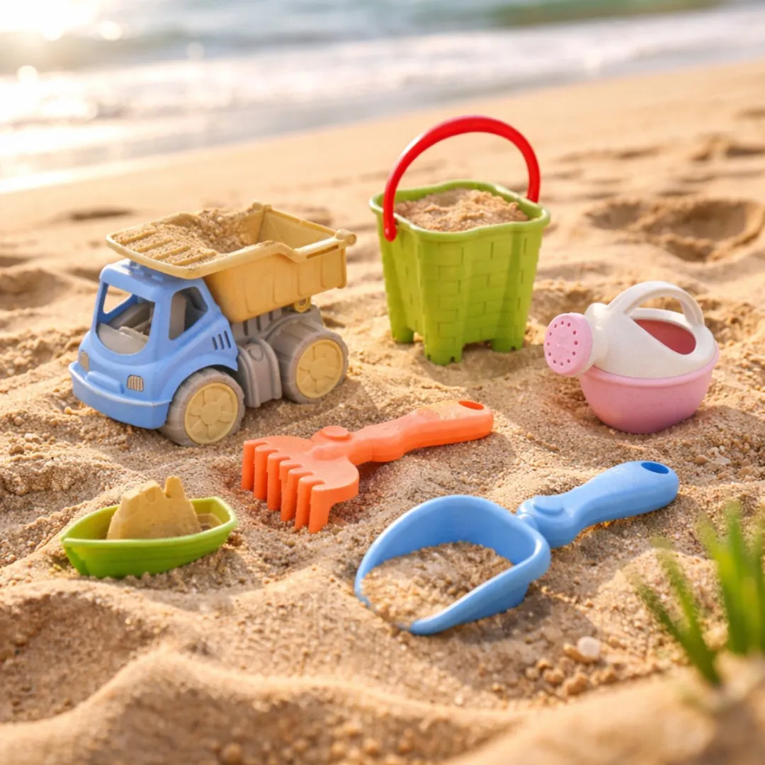 Eddy Toys Strand Speelset - Vrachtwagen met Accessoires - 6 of 7-delig - Oranje