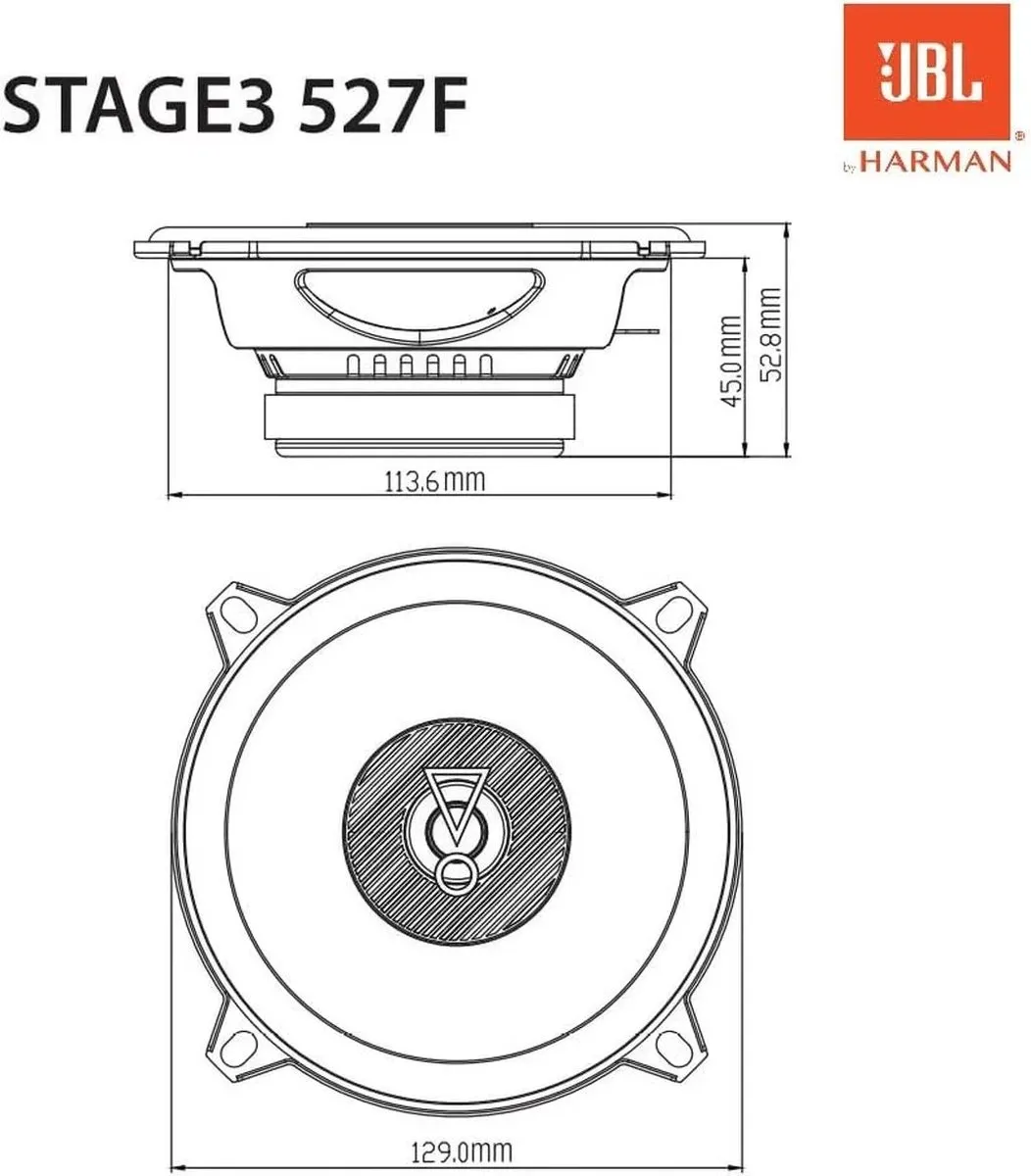 JBL Stage3 527F Autospeakers 200W - 2 Stuks - Zwart