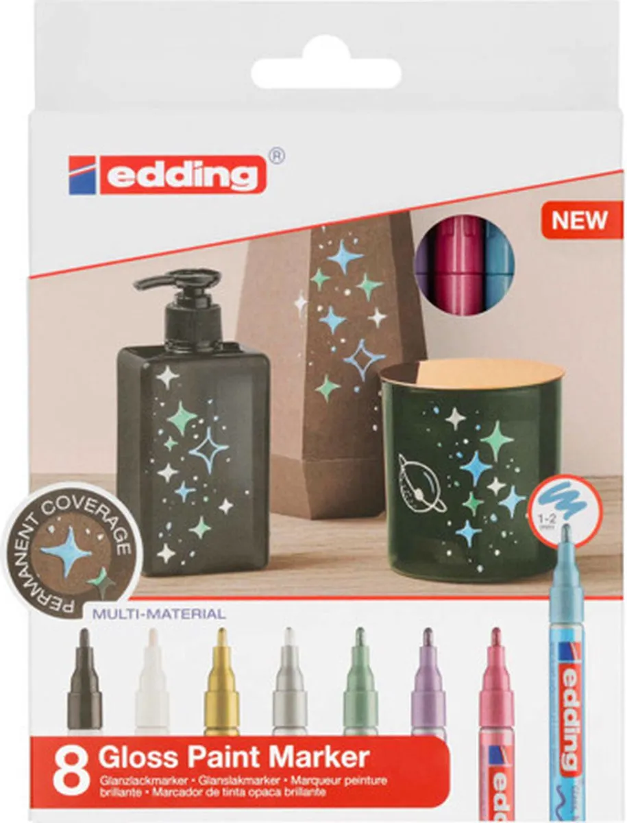 edding 751/8 S Glanslakmarker - Feestelijk Assorti 8 Stuks - afbeelding 6 van 6