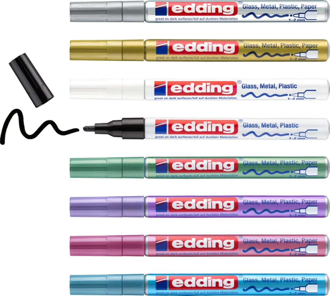 edding 751/8 S Glanslakmarker - Feestelijk Assorti 8 Stuks