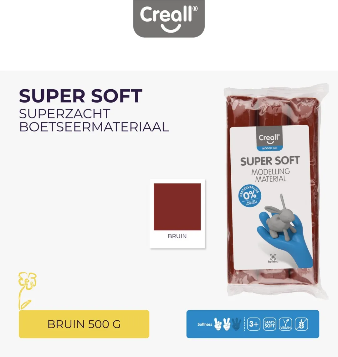 Creall Supersoft Boetseerklei Bruin 500g