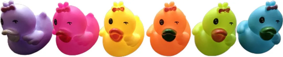 12 Gekleurde badeenden met knipoog- Badspeelgoed - Gekleurde eenden 5x5x6 cm - Badeenden set - Rubberen eendjes - bad eendjes - uitdeel kado