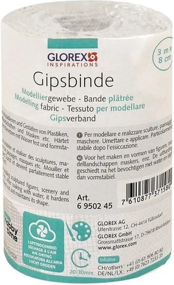 Glorex Keratex Zwangere Buik Gips 3x 3m x 8cm - Wit