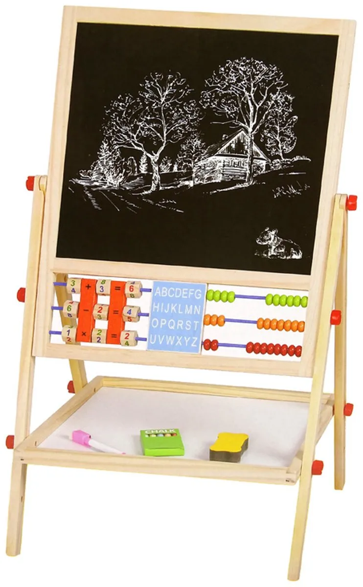 Lean Toys Dubbelzijdig Tekenbord 2in1 - Hout - Wit/zwart