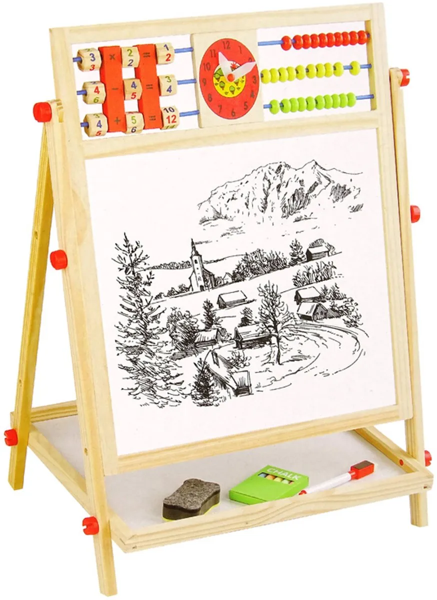 Lean Toys Dubbelzijdig Tekenbord 2in1 - Hout - Wit/zwart