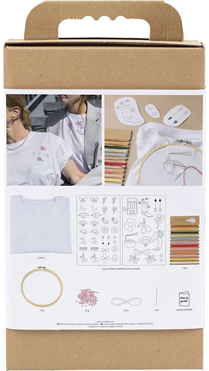 Creativ Company Borduurwerk T-Shirt Wit - Multicolor