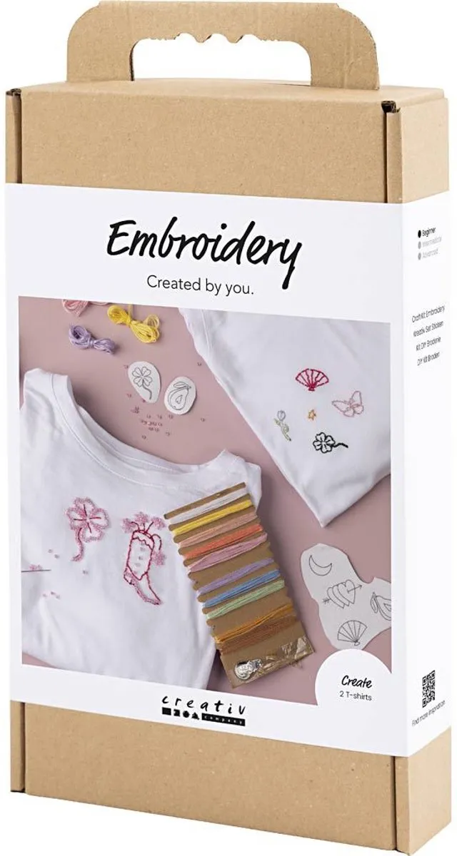 Creativ Company Borduurwerk T-Shirt Wit - Multicolor