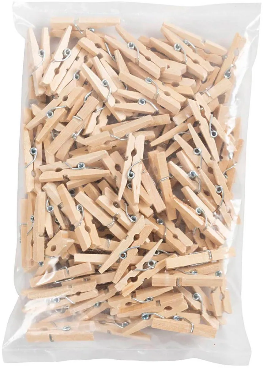 Creativ Company Mini Wasknijpers 3cm - 100 Stuks - Bruin