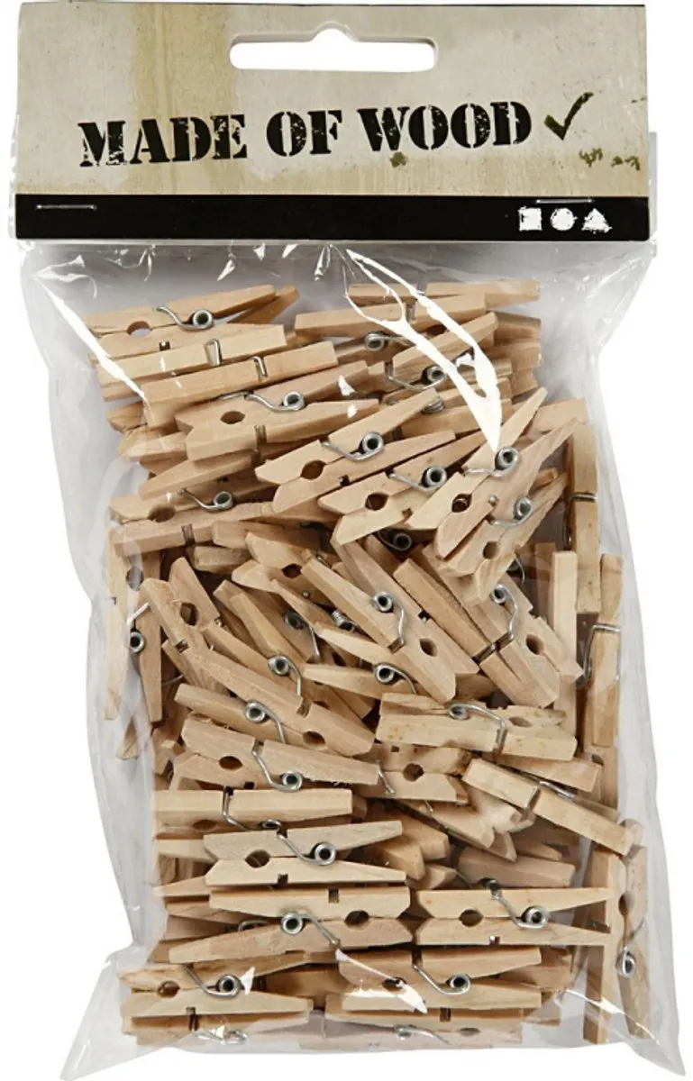 Creativ Company Mini Wasknijpers 3cm - 100 Stuks - Bruin