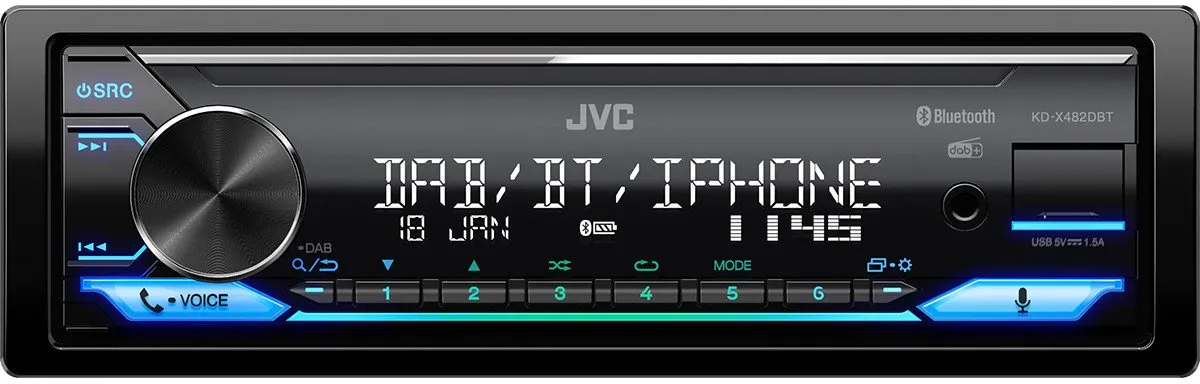 JVC KD-X482DBT Autoradio - Enkel DIN - Bluetooth - DAB+ - Zwart