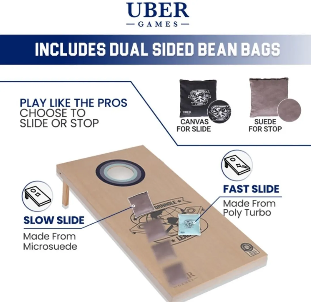 Ubergames World Cornhole League Double Board Set 120x60cm - 16 Bean Bags - Blauw