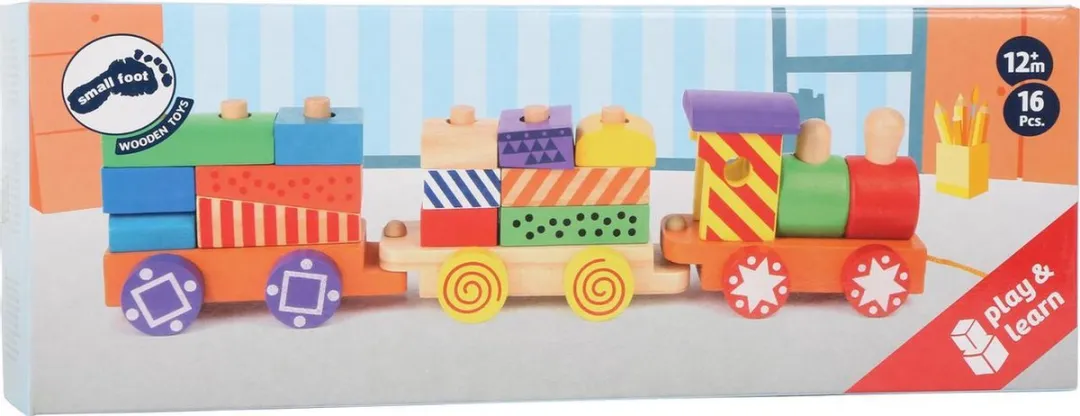 Small Foot Houten Stapelblokken Trein 16-delig - Multicolor