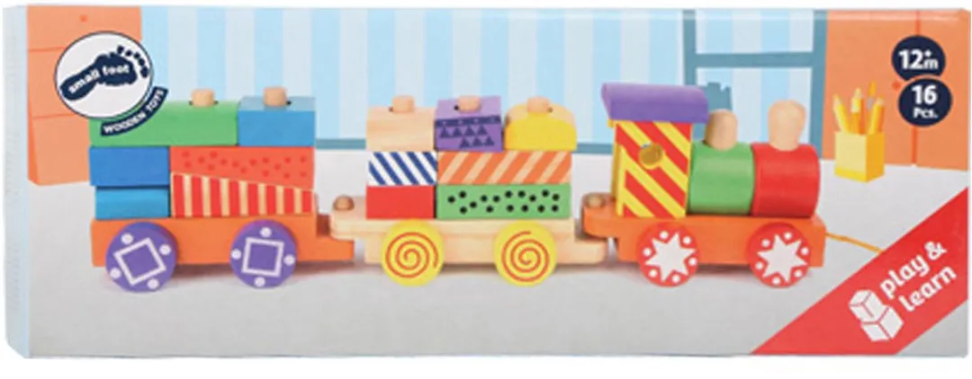 Small Foot Houten Stapelblokken Trein 16-delig - Multicolor