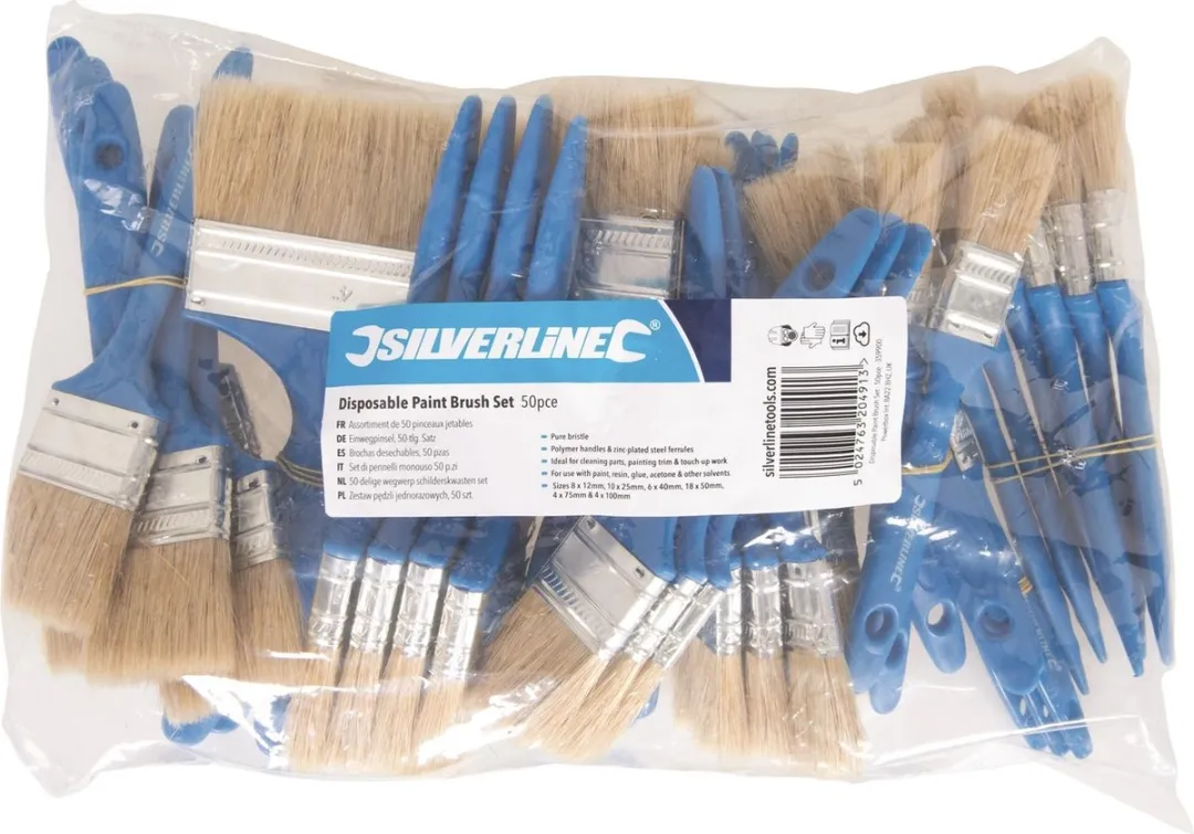 Silverline Wegwerp Schilderskwasten Set 50 Stuks