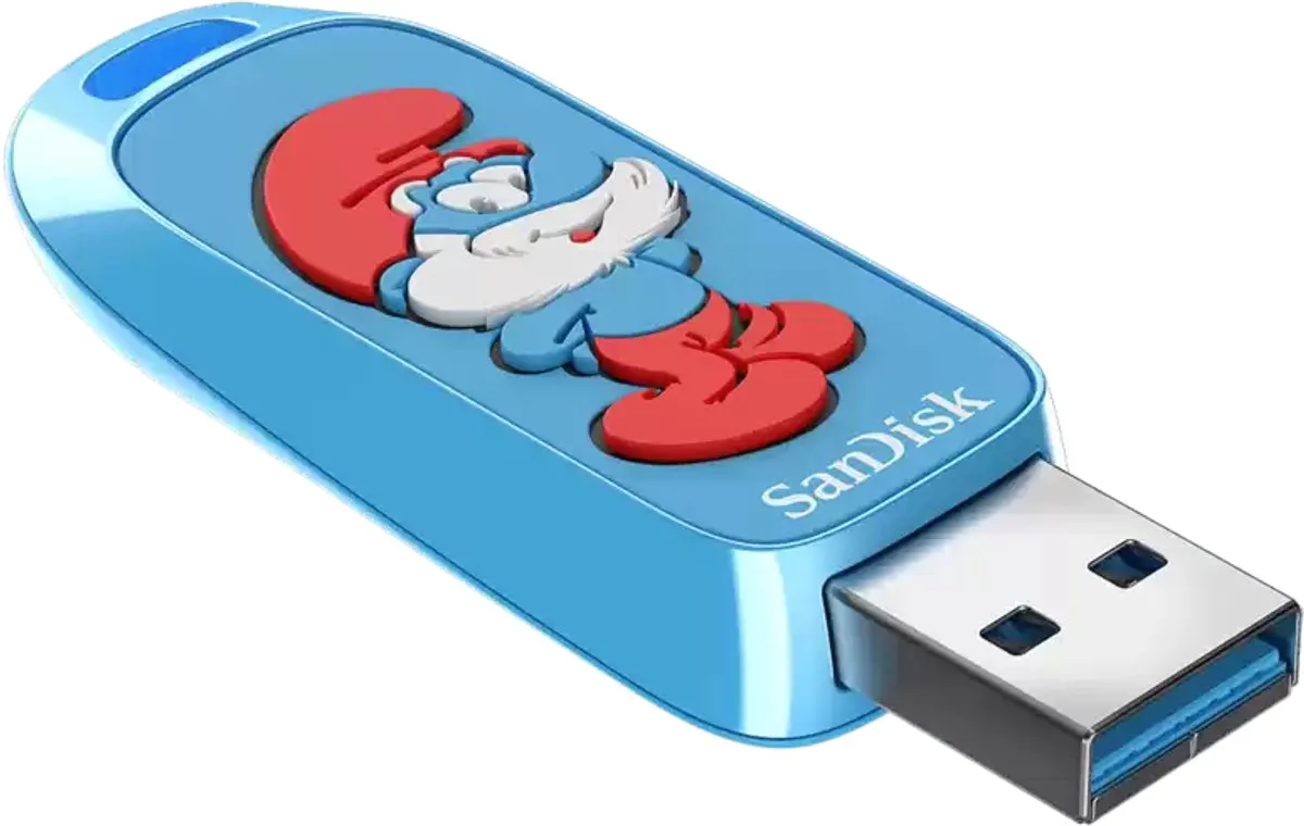 SanDisk Smurfs USB 128GB - 130MB/s - Zilver