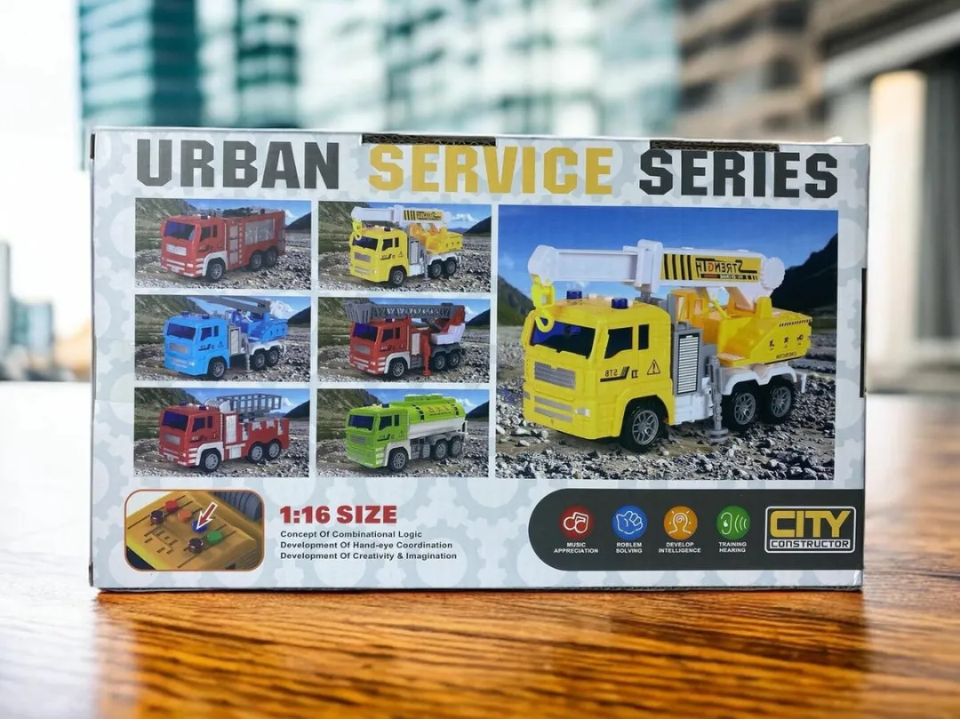 698 Jian Sheng Brandweerwagen Urban Service 21cm - Rood - afbeelding 6 van 6