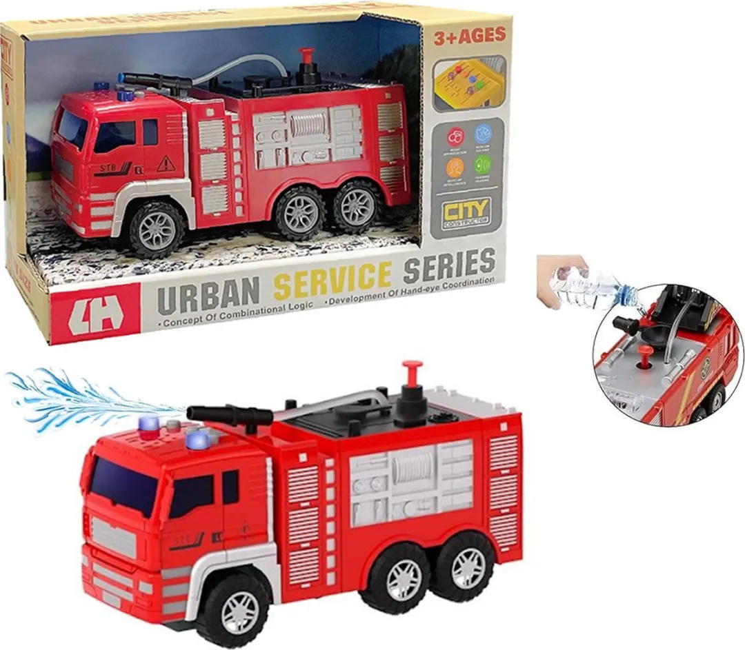 Brandweerwagen - Frictie met geluid en lichtjes - Urban service series 21CM