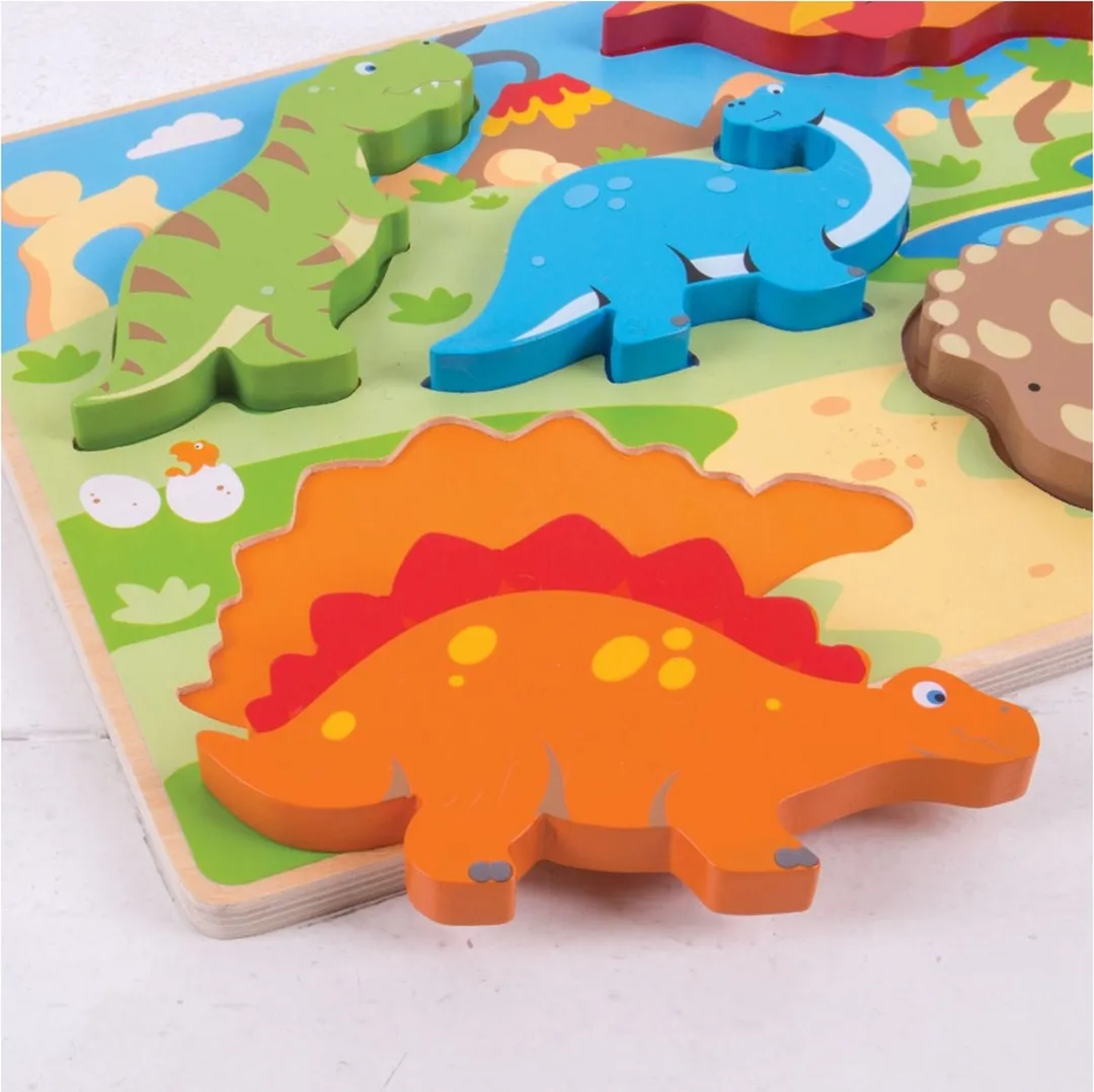 BIGJIGS Dinosaurussen Houten Vormenpuzzel 5-delig - BJ332