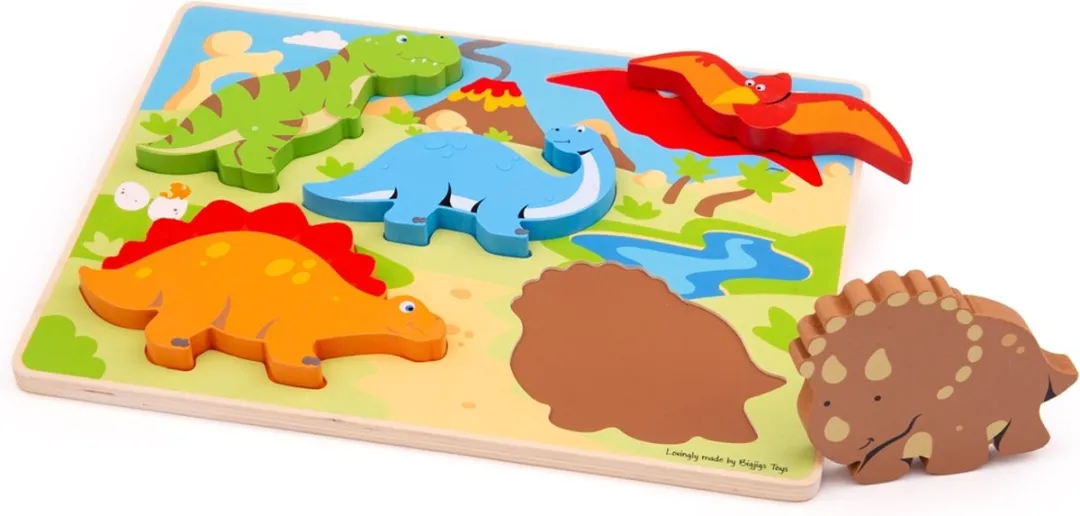 BIGJIGS Dinosaurussen Houten Vormenpuzzel 5-delig - BJ332