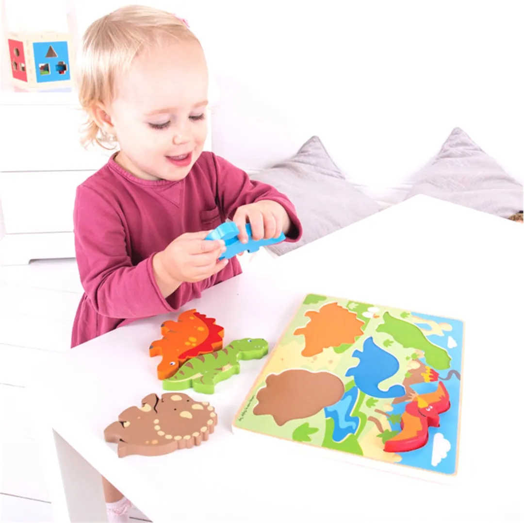BIGJIGS Dinosaurussen Houten Vormenpuzzel 5-delig - BJ332