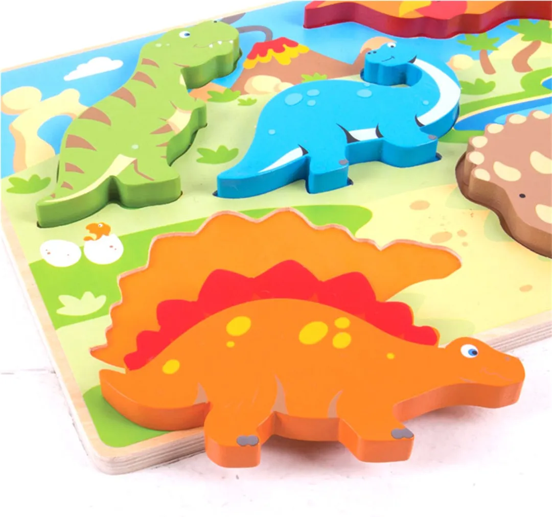 BIGJIGS Dinosaurussen Houten Vormenpuzzel 5-delig - BJ332