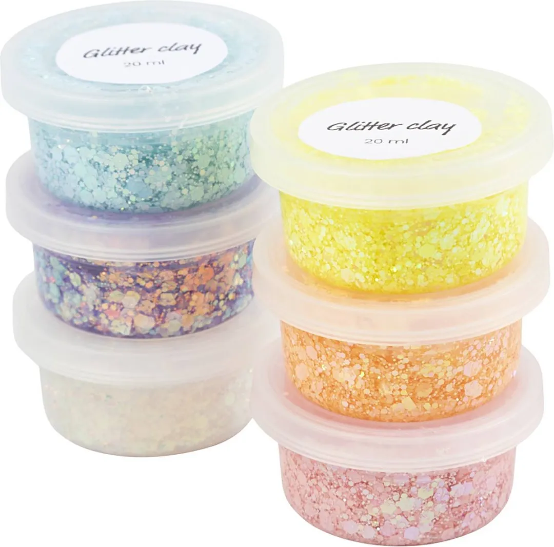 Creativ Company Glitter Clay 6x20ml - Multikleurig
