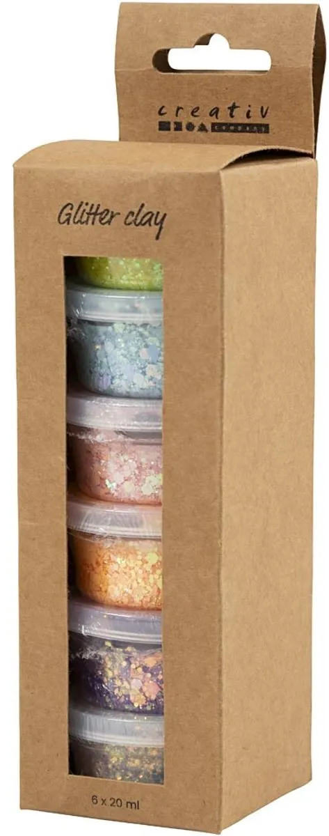Creativ Company Glitter Clay 6x20ml - Multikleurig