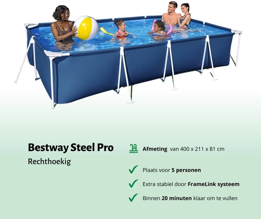 Bestway Rechthoekig Frame Zwembad 400x211x81cm - Blauw