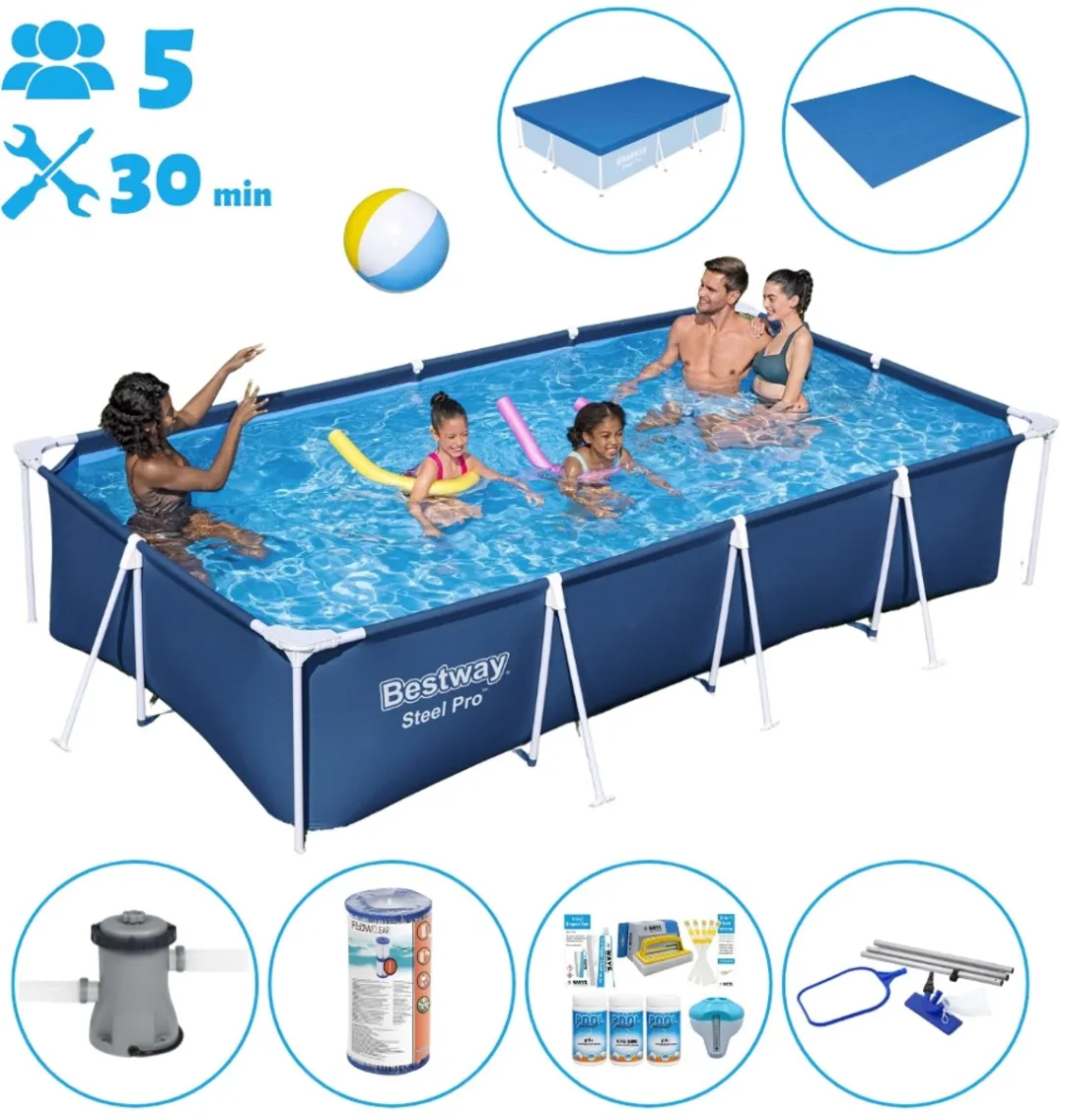 Bestway Rechthoekig Frame Zwembad 400x211x81cm - Blauw