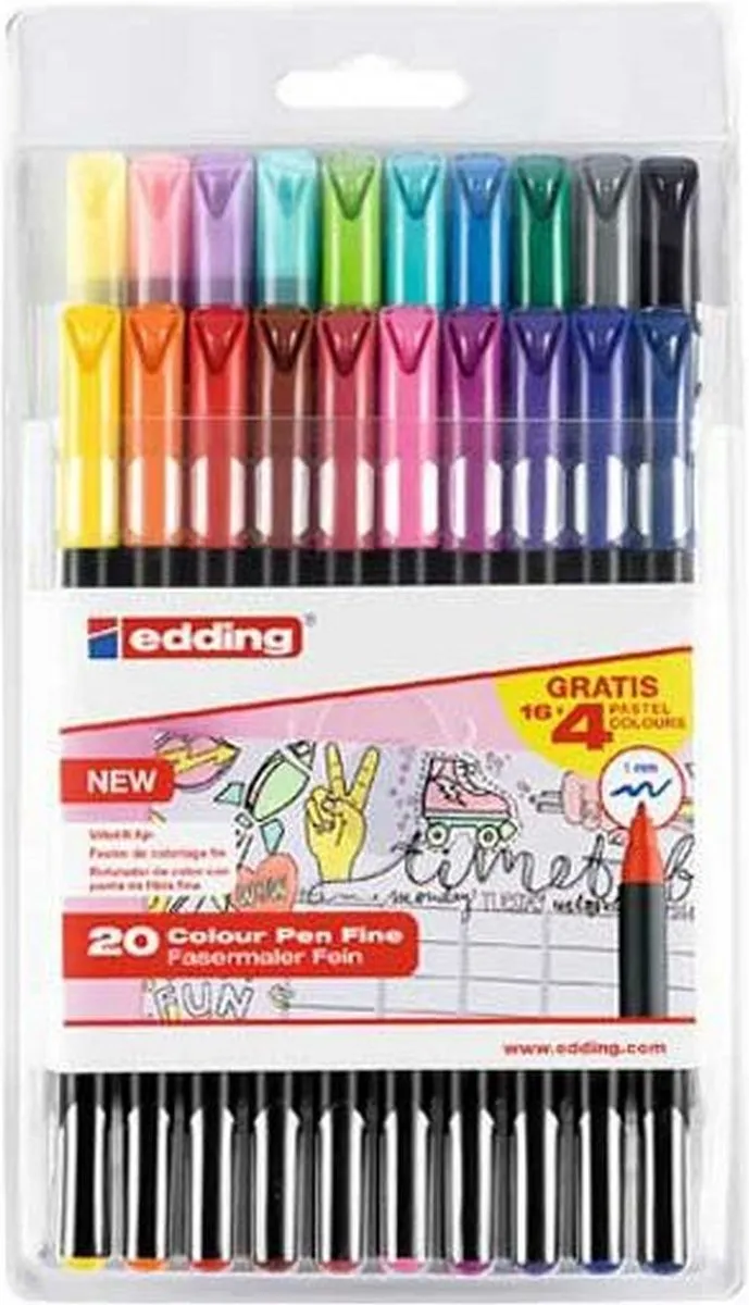 edding 1200 Viltstiften Set 20 Kleuren