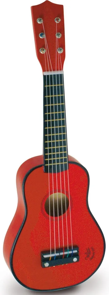 Vilac Rode Houten Gitaar - met plectrum en snaar