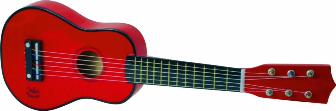 Vilac Rode Houten Gitaar - met plectrum en snaar